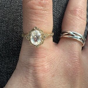 10k gold ring with sapphire and diamonds